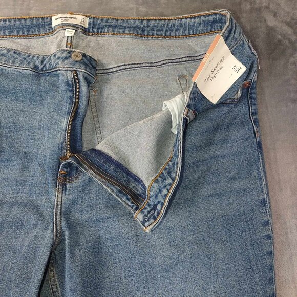 Abercrombie & Fitch The Skinny High Rise Curve Love jeans 37/24 blue ripped knee - Picture 8 of 11